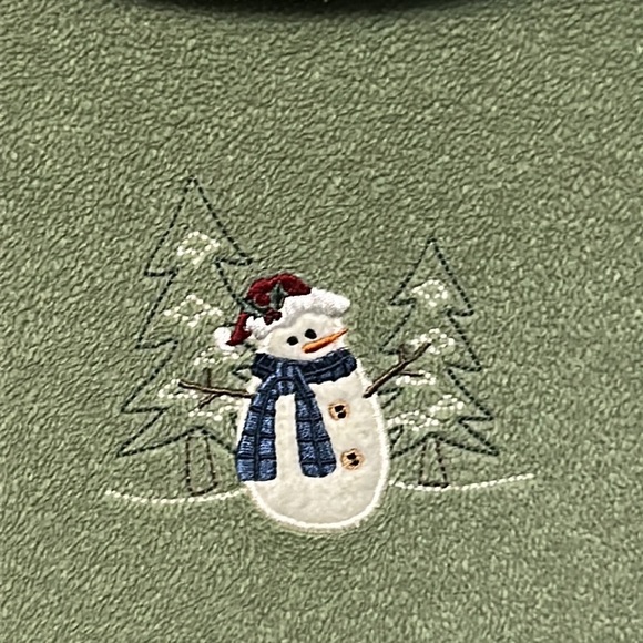 Croft & Barrow Sport Women’s Green Fleece Jacket Snowman Embroidered Size Small - Picture 10 of 13